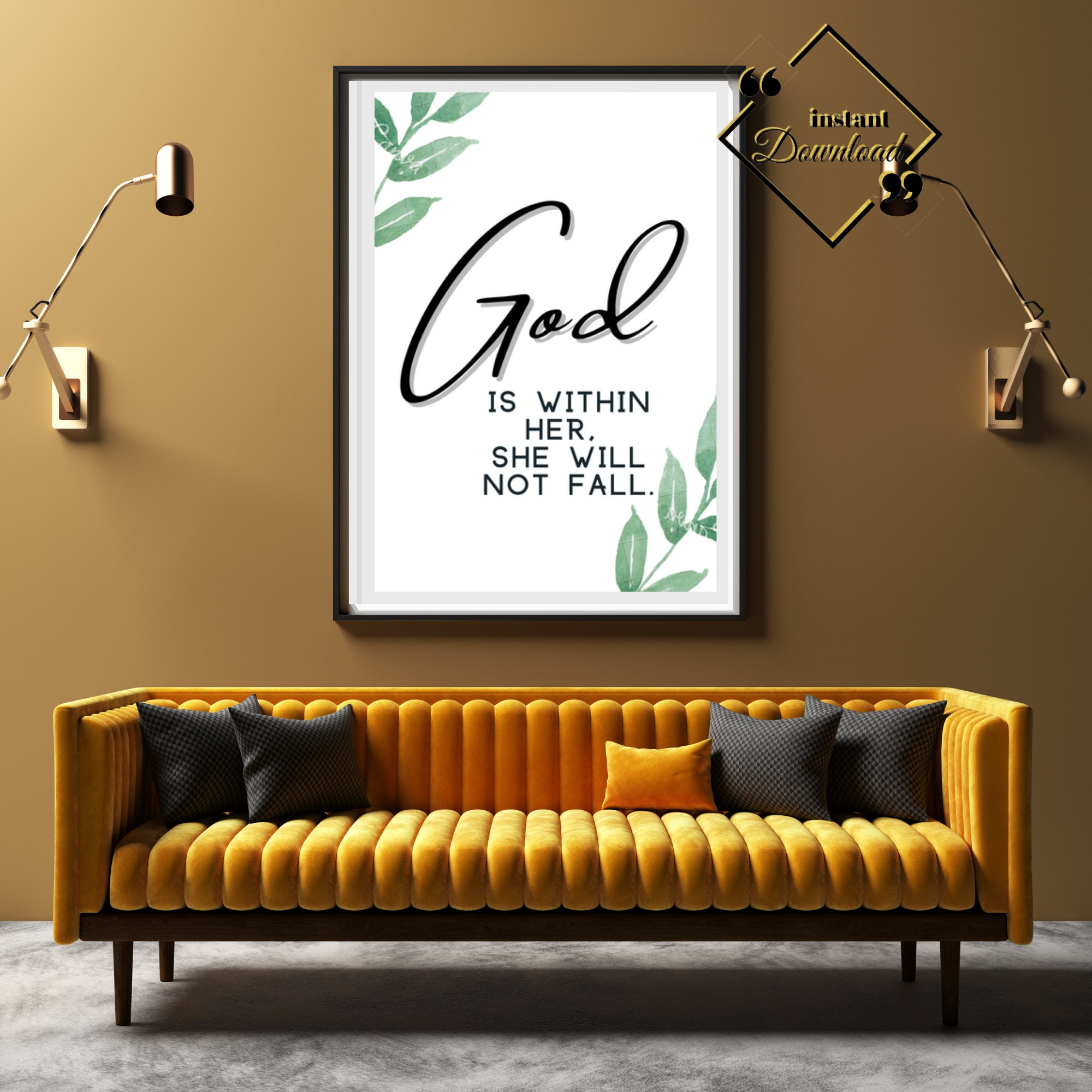 Religious Printable Wall Art, Psalm 46 5. God is Within Her, Bible