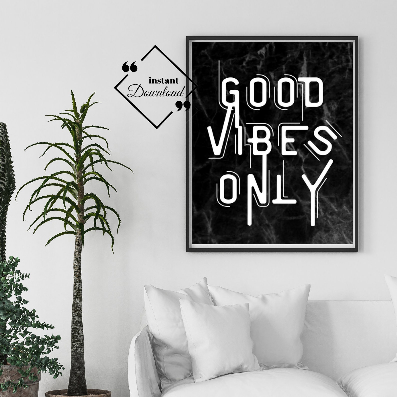 Inspirational Quote Wall Décor Black and White Good Vibes - Etsy