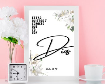 Salmo 46:10 Spanish Bible Verse Printable (Digital Download)