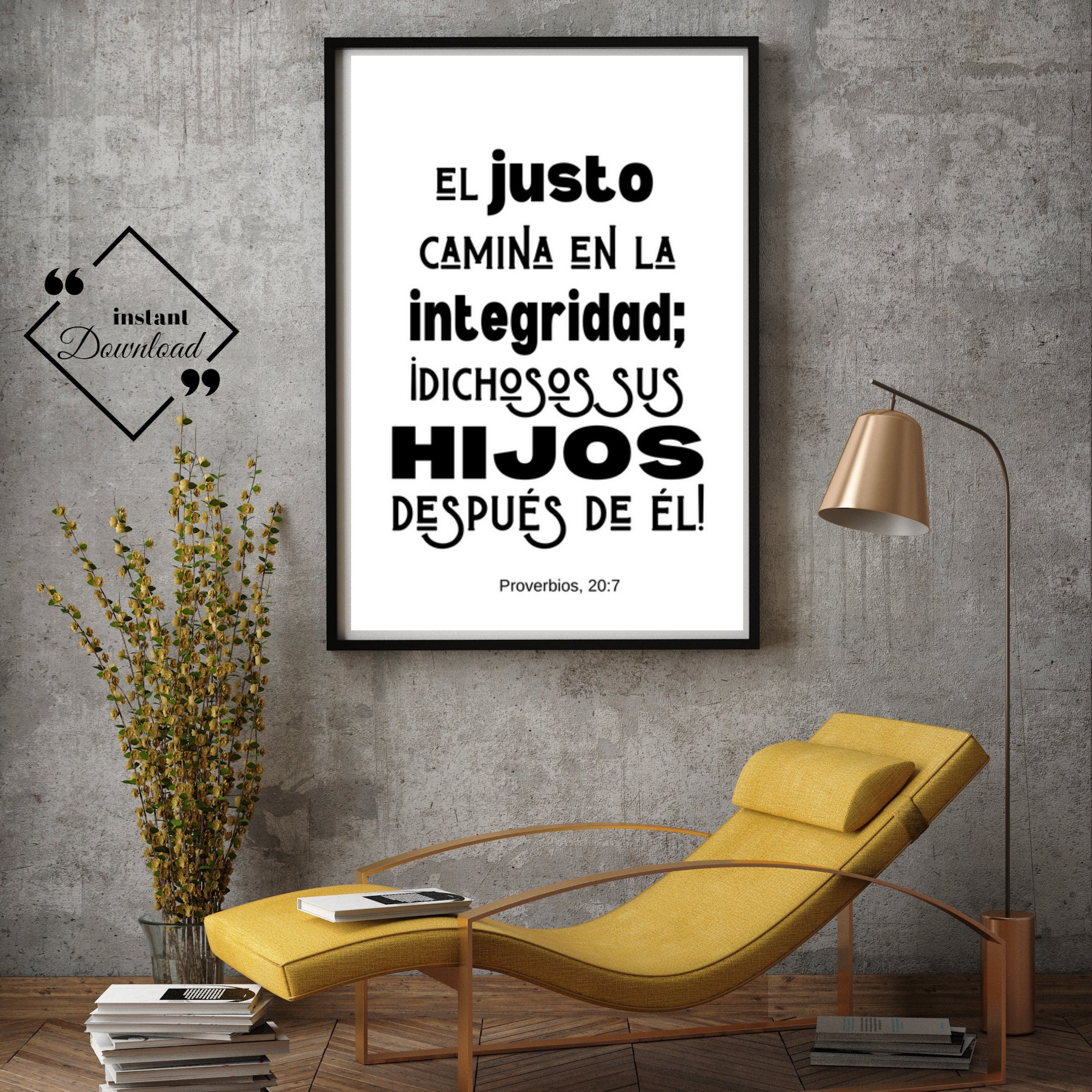 Spanish Wall Decor, Proverbios 20 7, El Justo Camina, Spanish Print