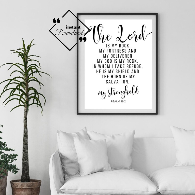 Bible Quote Wall Art for Décor House. the Lord is My Rock Etsy