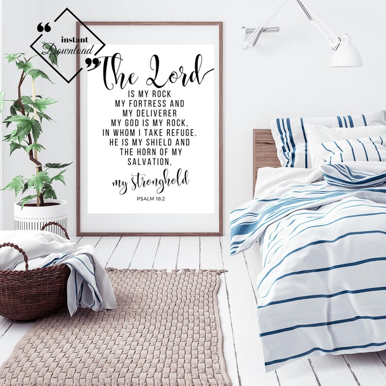 Bible Quote Wall Art for Décor House. the Lord is My Rock Etsy
