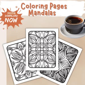 Mandala da colorare per adulti e bambini / Esercizi di terapia di consapevolezza / Arte antistress / Download digitale PDF