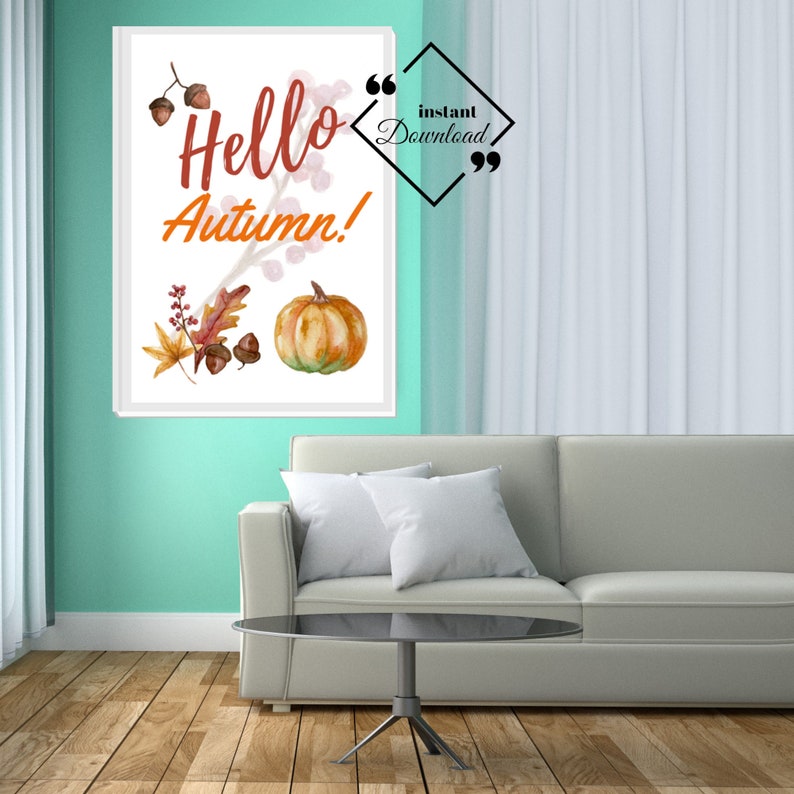 Autumn Art Print, Fall in love, Farmhouse Art Décor, Digital Fall Printable Wall Art for Home or Office Décor, Download Yours Today image 1