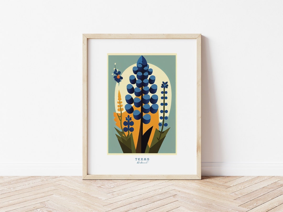 Texas State Flower, Bluebonnet Flower, Retro Flower Digital Art ...