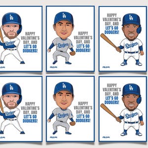 LA Dodgers-Themed Valentine Cards - Non Candy Valentine, Printable Download, Ohtani, Betts, Freeman, Baseball Valentines, Boy Valentines