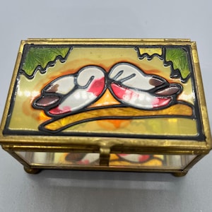 Vintage Small Glass and Brass Box