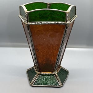 Stained Glass Candle Lantern Vintage