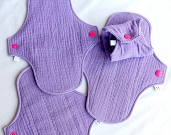 Organic Muslin Reusable Cloth Pads - Eco-Friendly Period Care - Set of 4