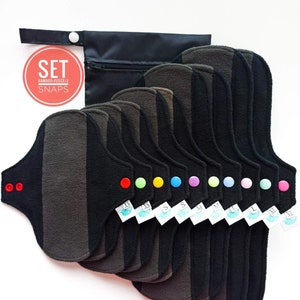 Stoffbinden Set Bambus, Damenbinde, Menstruationseinlage, Stoffeinlage, wiederverwendbare Stoffeinlage, Geschenk für sie, Stoffeinlage Holzkohle, Größenkombination wählen