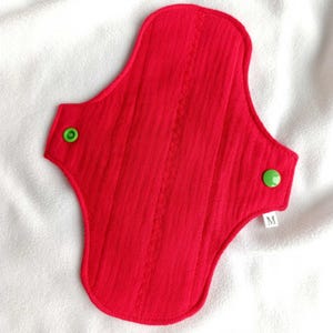 Organic Reusable Cloth Period Pad- Soft Bamboo Cotton, Washable, Heavy Flow Red