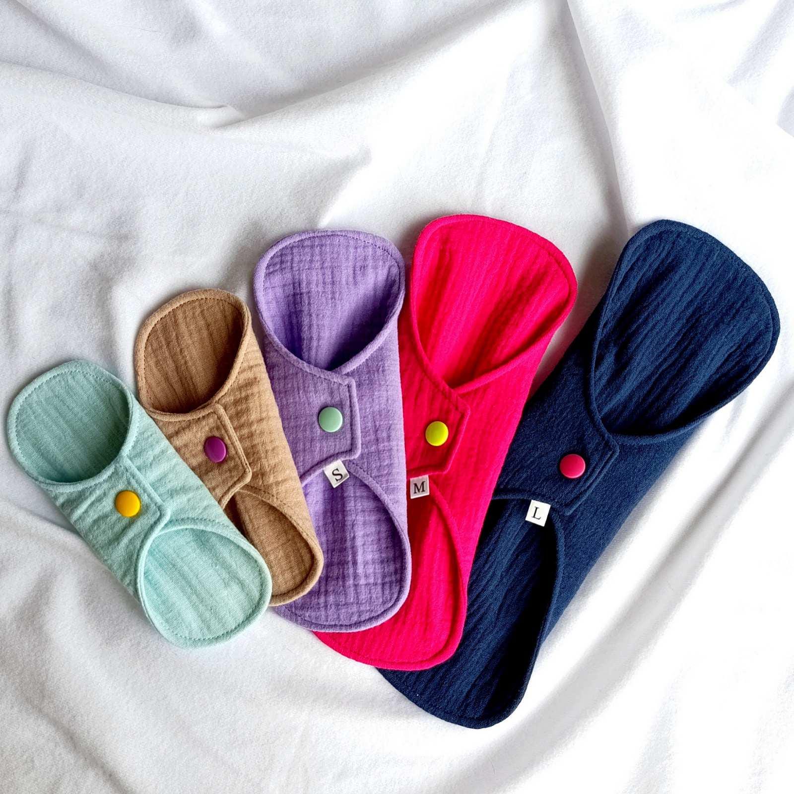 Eco-Friendly Organic Reusable Period Pad Extra Soft Natural Washable Cloth 6 Sizes