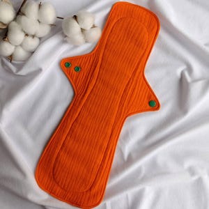 Organic Cotton Reusable Postpartum Pad - 15.5&quot; Extra Absorbent, 6 Layers | Eco-Friendly Cloth Pad in Vibrant Colors | Washable Cloth Pads