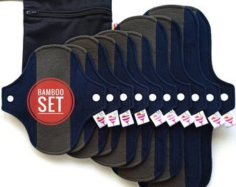 Reusable Bamboo Charcoal Fleece Menstrual Pads – with Wet Bag