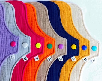 Toallas menstruales de tela reutilizables orgánicas - Algodón de bambú suave, lavables, flujo abundante