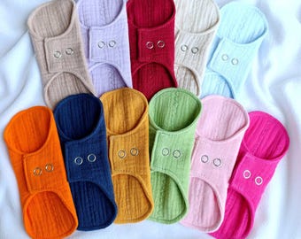 Reusable Muslin Pantyliners: 6.5" Soft Cotton Daily Liners, Adjustable Snaps