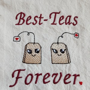 Best Tea's Forever Flour Sack Towel, Best Friend Gift, Personalize Best Friends Names Tea Towel, Perfect Gift Basket Item, Cute Dish Towel