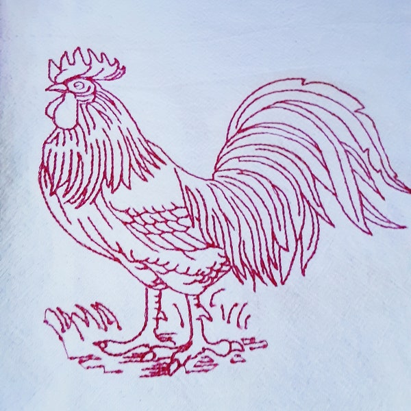 Embroidered Rooster - Etsy