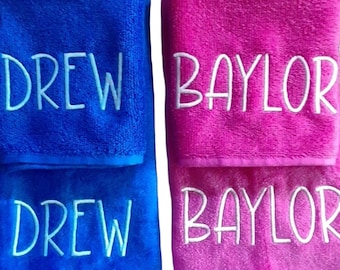 Kids  Washcloth and Matching Velour Hand Towel Set, Personalized Embroidered Name