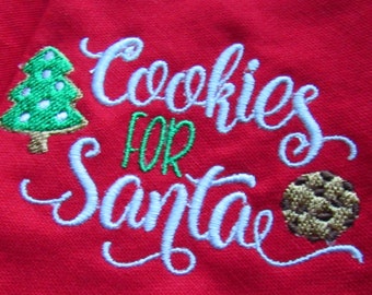 Christmas Napkin for Santa Personalized with Family Name | Embroidered To Order |  Cotton Napkin | Serve Santa's Cookies In Style