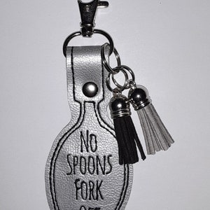 Spoonie Keychain, Chronic Illness Gift, My Last Spoon, Embroidered Keychain Key Fob with Matching Tassel,Handbag Backpack Charm, Autoimmune