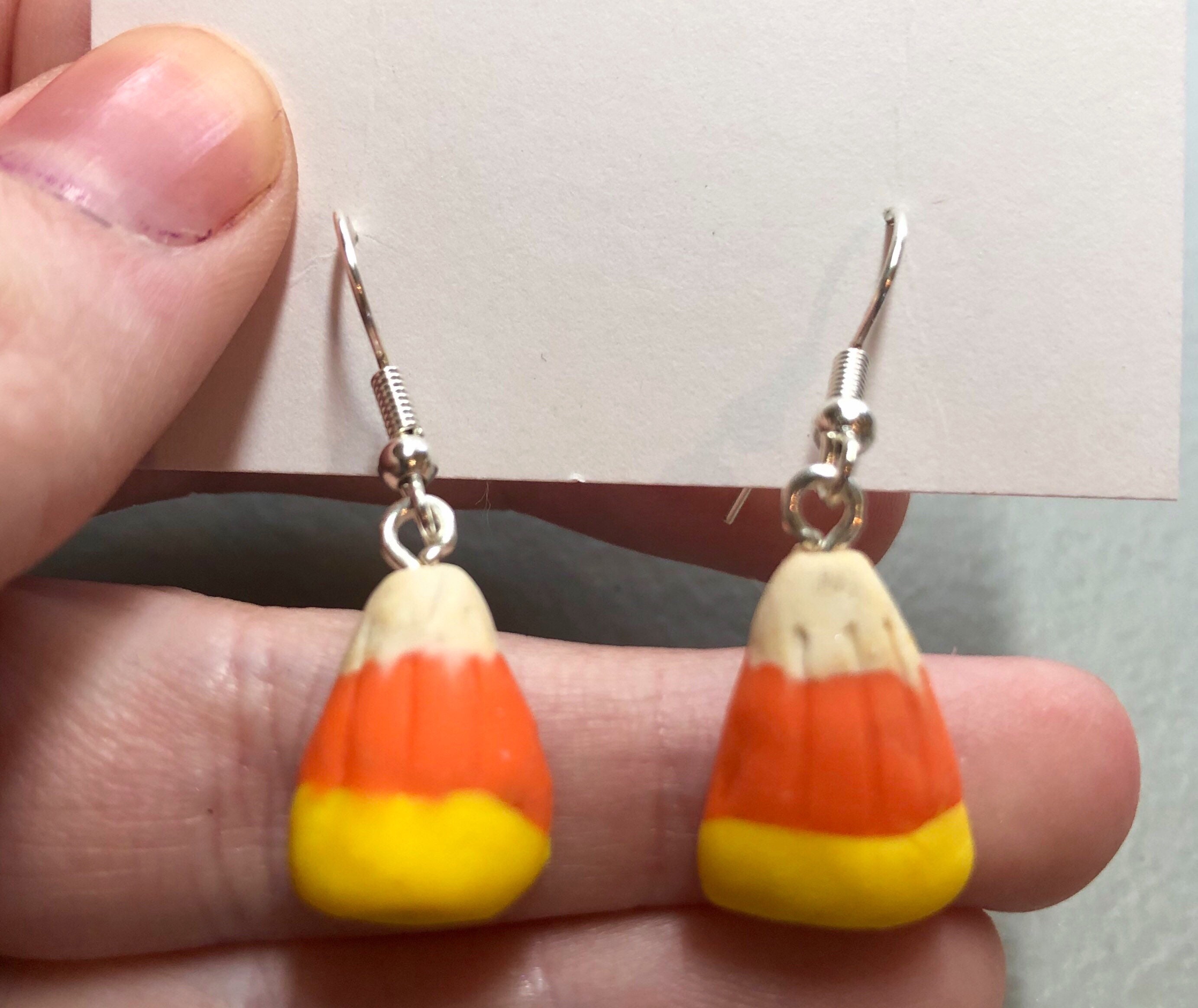 Candy Corn Dangle Earrings Polymer Clay Halloween Earrings Etsy
