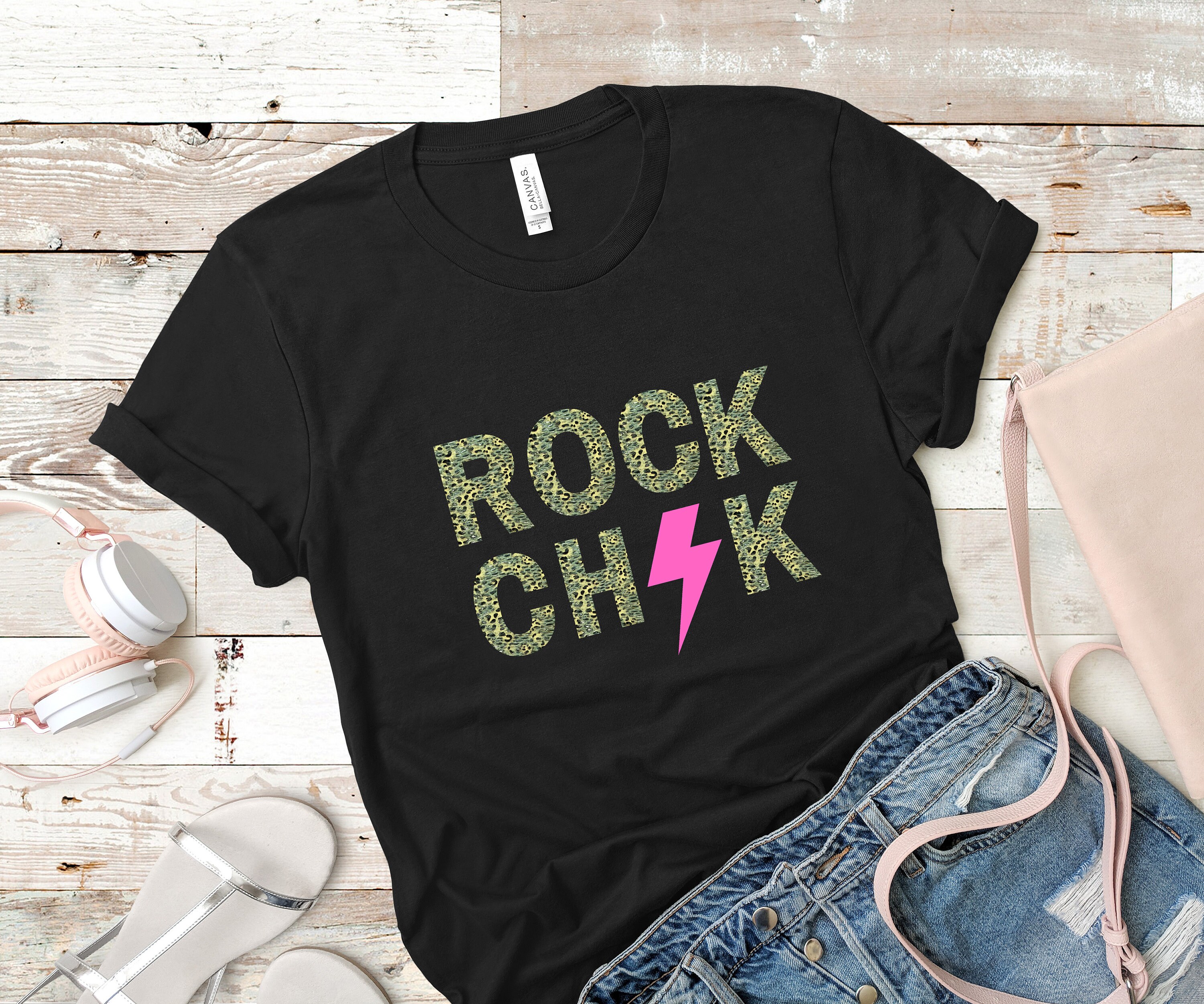 Rock Chick Leopard Print T-shirt / Pink 