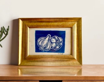 Garlic Linocut - Art Print - Wall Hanging - Kitchen Decor