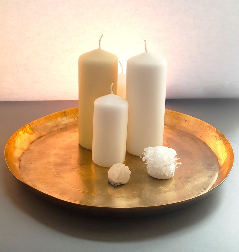 Brass Plate Brass Tray 3pcs Set Decoration Plate Candle Plate Etsy