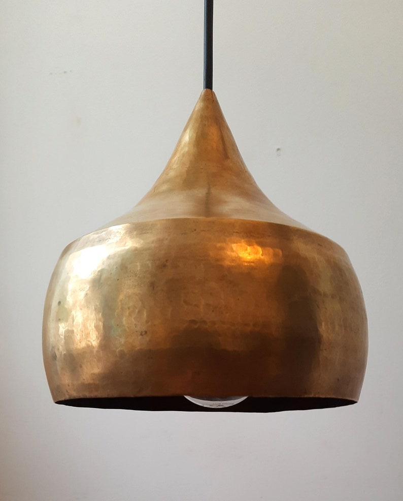Brass Ceiling Lamp Brass Pendant Lamp Bell Lamp Hanging Lamp Ethnic Pendant Light Handmade Hammered Lamp Brass Shade Brass image 3