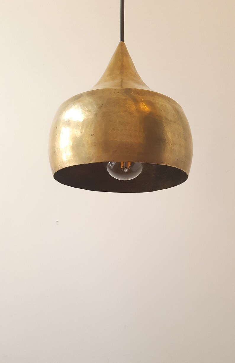 Brass Ceiling Lamp Brass Pendant Lamp Bell Lamp Hanging Lamp Ethnic Pendant Light Handmade Hammered Lamp Brass Shade Brass image 1