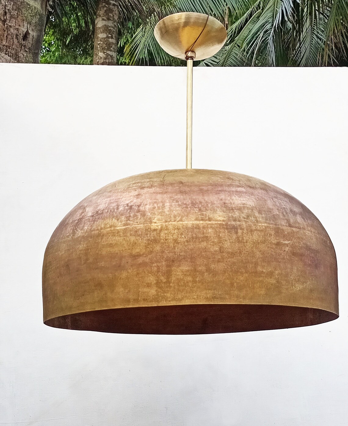 Big Dome Brass Pendant Lamp Gold Dome Lamp Gold Hanging Lamp Etsy