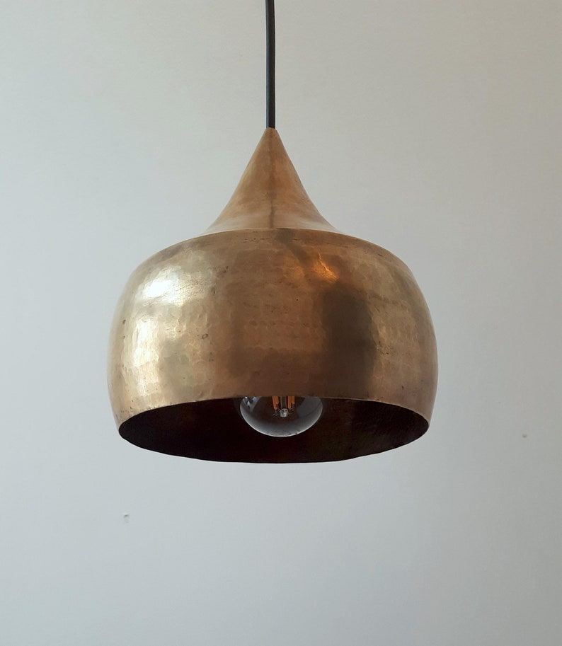 Brass Ceiling Lamp Brass Pendant Lamp Bell Lamp Hanging Lamp Ethnic Pendant Light Handmade Hammered Lamp Brass Shade Brass image 6