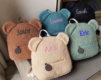 Customizable backpack embroidered embroidery name cuddly toy child soft baby sweet school nursery ecological gift washable birthday
