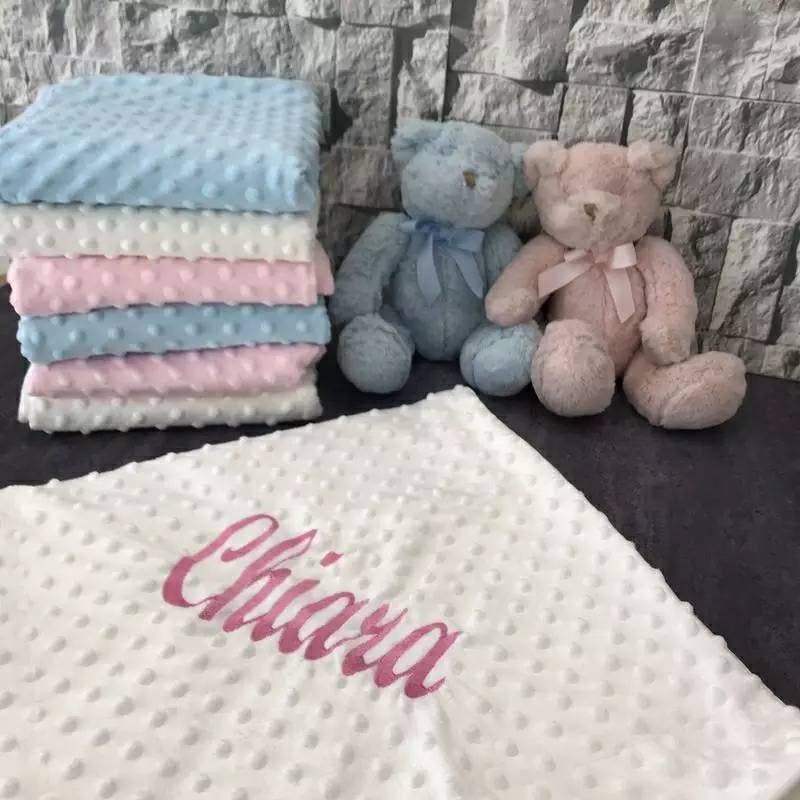 Couverture Douce Bébé Nouveau - Né Personnalisée Prénom Microfibre Coton Cadeau Naissance Utile Mate
