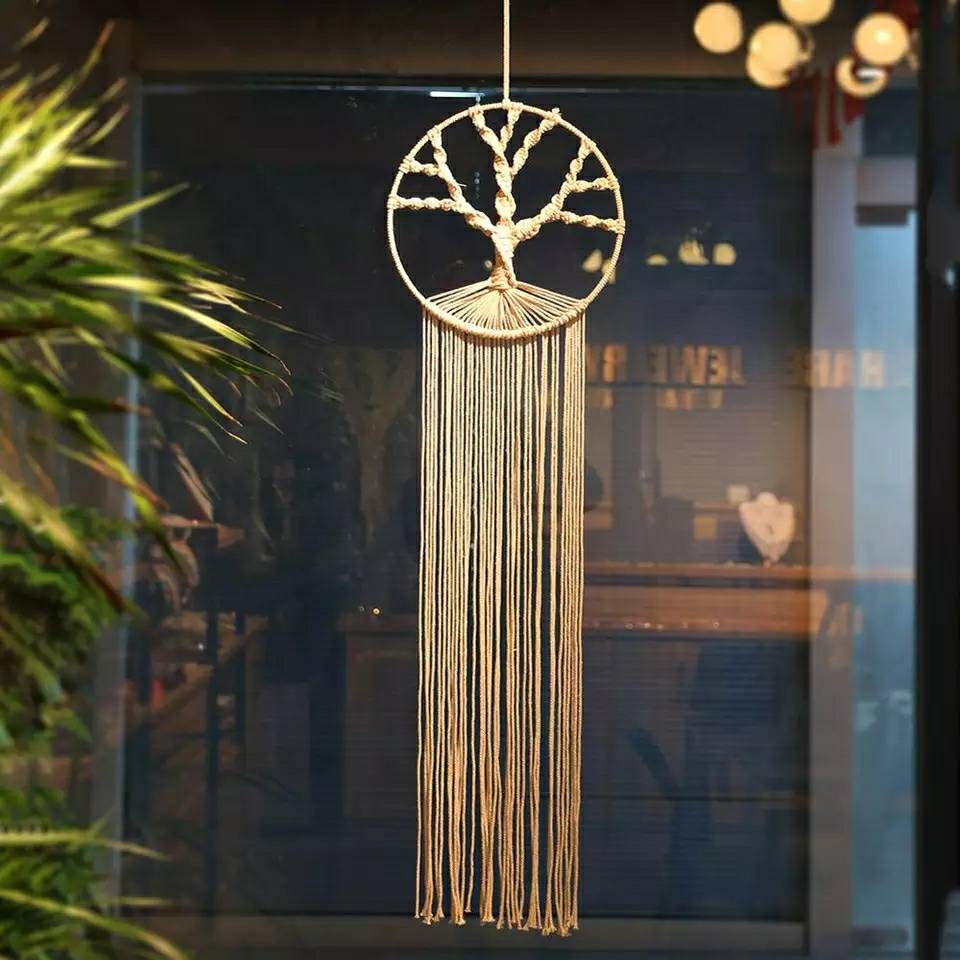 Attrape-Rêve Arbre de Vie Décoration Murale Style Bohème Salon Chambre Enfant Terrasse Zen Naturelle