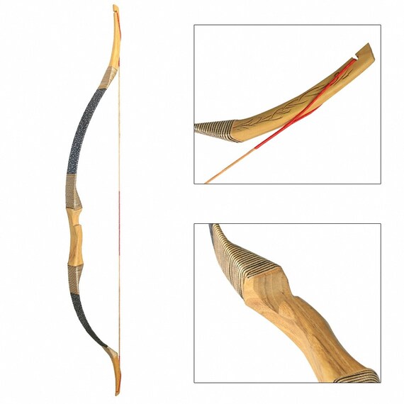 30-45LBS Handmade Hunting Traditional Recurve Bow Longbow Horse Riding 