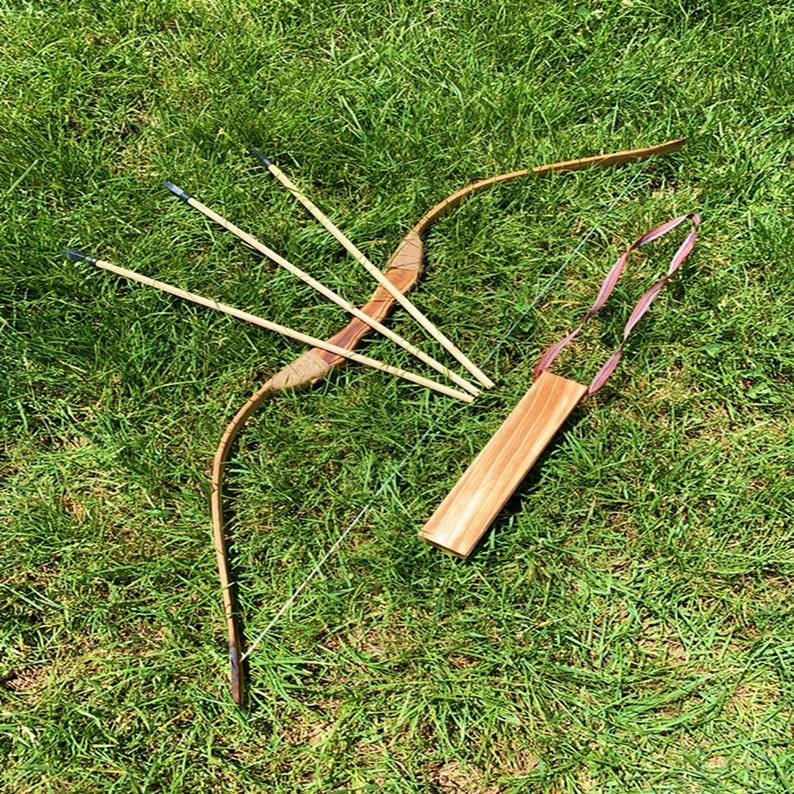 Bamboo Wooden Bow Children Bows and Arrows With 3 Safety Arrow Etsy