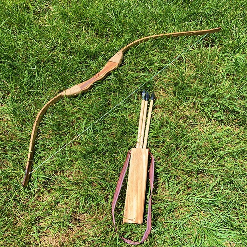 Bamboo Wooden Bow Children Bows and Arrows With 3 Safety Arrow Etsy