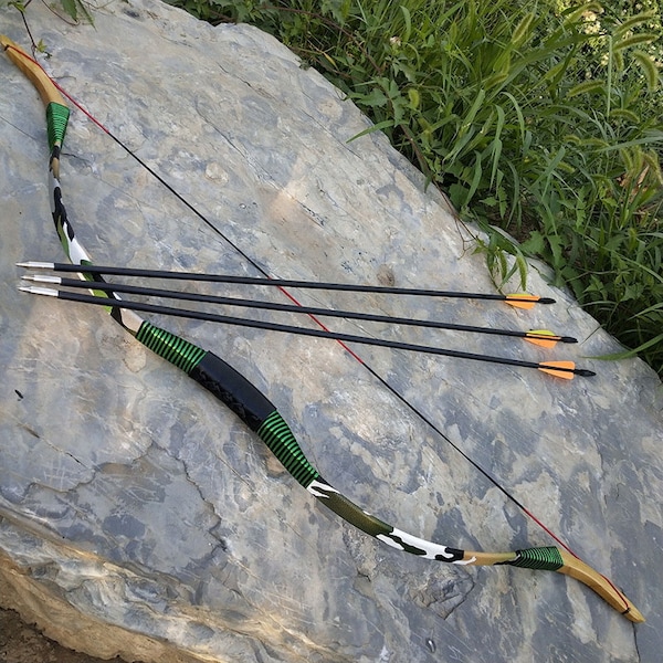 12-16 lbs Mongolian Bow For Teenagers Hunting Traditional Wooden Recurve Bow for Archery Shooting Sports