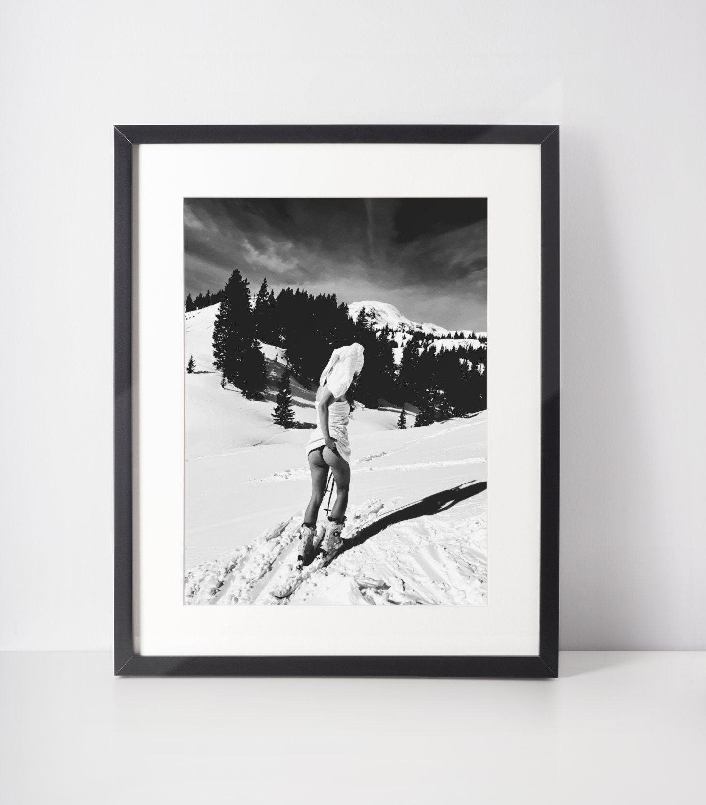 Digital Art Print Ski Wall Art, Apres Skiing, Mountain, Photography