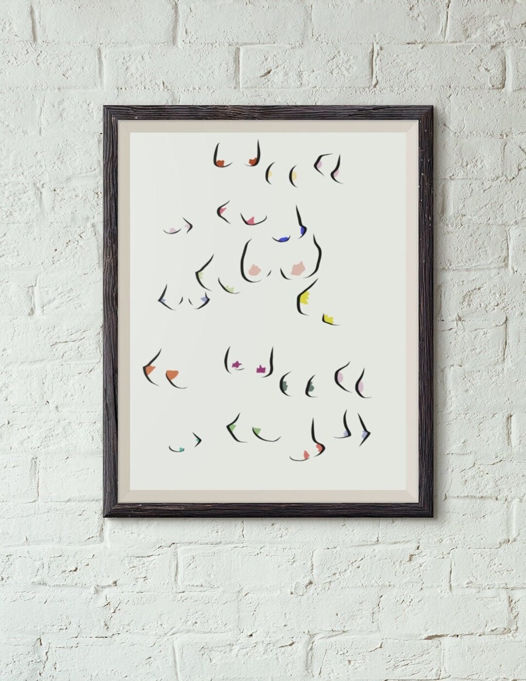 Boobs Wall Art, Nips, Breast, Nipple, Women, Woman, Feminine, Wall Art
