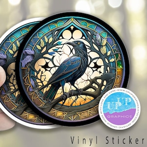 Raven sticker, Crow sticker for bird lovers,Hand-drawn vinyl stickers ,Gothic stickerJournal Sticker, Fantasy black bird Laptop sticker