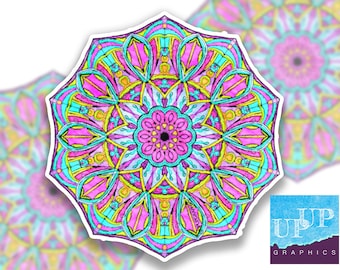 watercolor Mandala sticker/hand drawn mandala stickers/ unique mandala sticker/vinyl stickers/