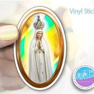 Our Lady of Fatima sticker - Catholic Stickers - Virgen de Fatima sticker - hail Mary-Virgin Mary sticker - Fatima decal - religious sticker