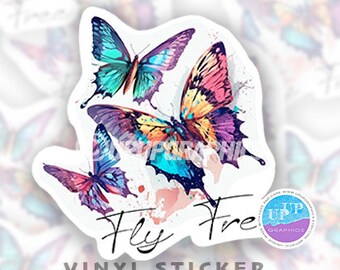 pegatina de mariposas acuarela, pegatinas de mariposas artísticas pintadas, pegatina de mariposa dibujada a mano, pegatinas abstractas moradas, volar gratis