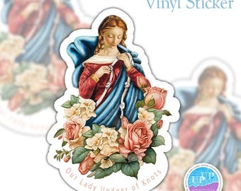 Pegatina de Nuestra Señora Desatadora de Nudos - Pegatinas Católicas - Pegatinas Marianas - Madre María - Bautismo - Comunión - Pegatinas Religiosas