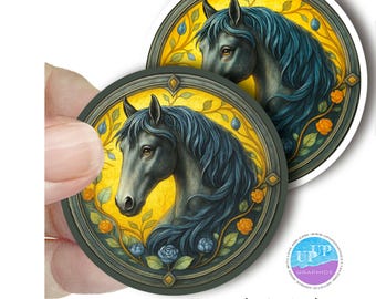Pegatina de caballo, pegatina equina para amantes de los caballos, pegatinas de vinilo con ilustraciones únicas, pegatina elegante para diario, pegatina de caballo de fantasía para portátil.