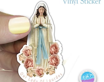 Pegatina de Nuestra Señora de Lourdes - Pegatinas Católicas - Pegatinas de la Virgen María - Pegatina Mariana - Virgen María - Virgen de Lourdes