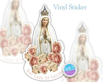 Pegatina de Nuestra Señora de Fátima - Pegatinas Católicas - Pegatinas de la Virgen de Fátima - Calcomanía de la Madre María - Bautismo - Comunión - Pegatinas Religiosas